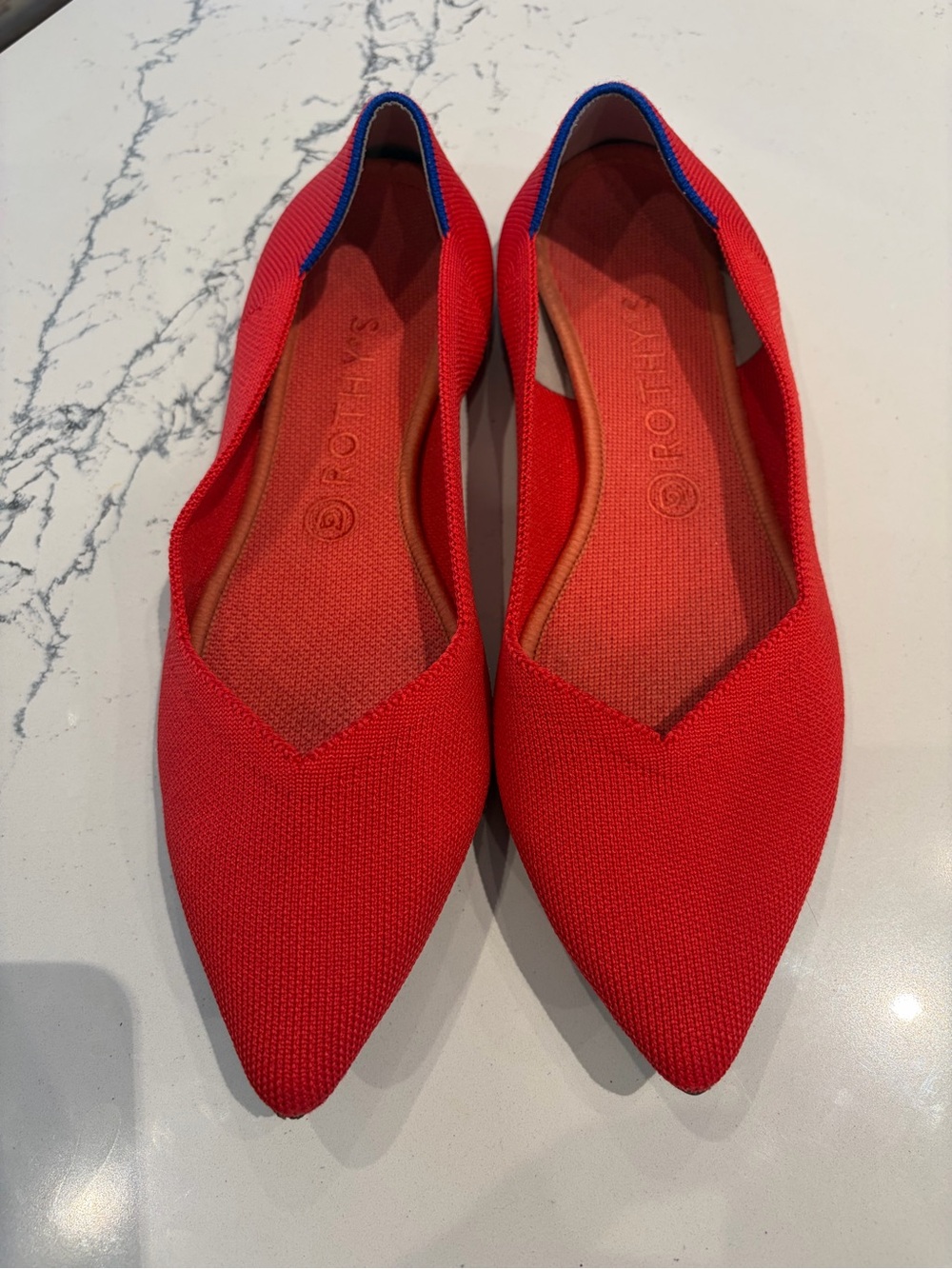 Rothy's Red Pointed-Toe Knit Flats
